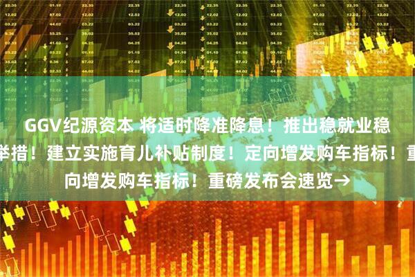GGV纪源资本 将适时降准降息！推出稳就业稳经济五方面若干举措！建立实施育儿补贴制度！定向增发购车指标！重磅发布会速览→